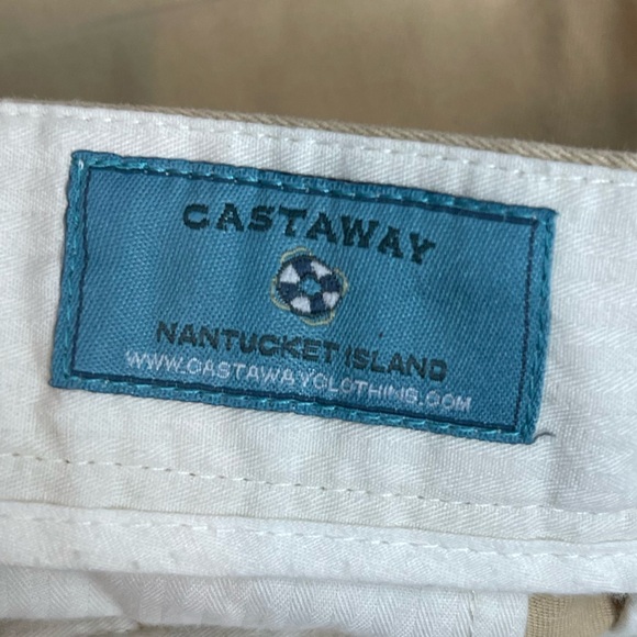 Castaway clothing khaki shorts with embroidered shamrocks size 34 - Picture 3 of 6